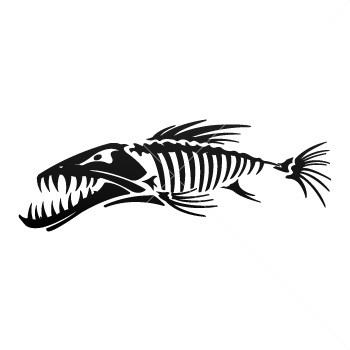 Simple color vinyl Fish Bones Skull Skeleton