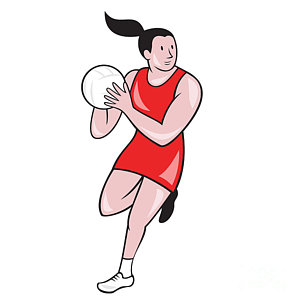 Netball Player Catching Ball Isolated Cartoon Digital Art by ...