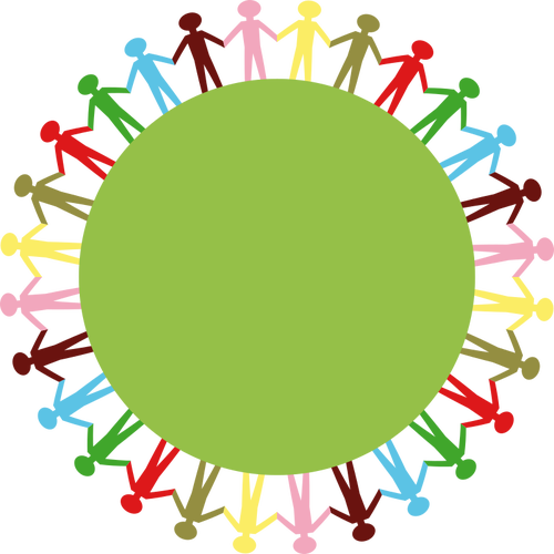 Clip art of people holding hands around green circle | Public ...