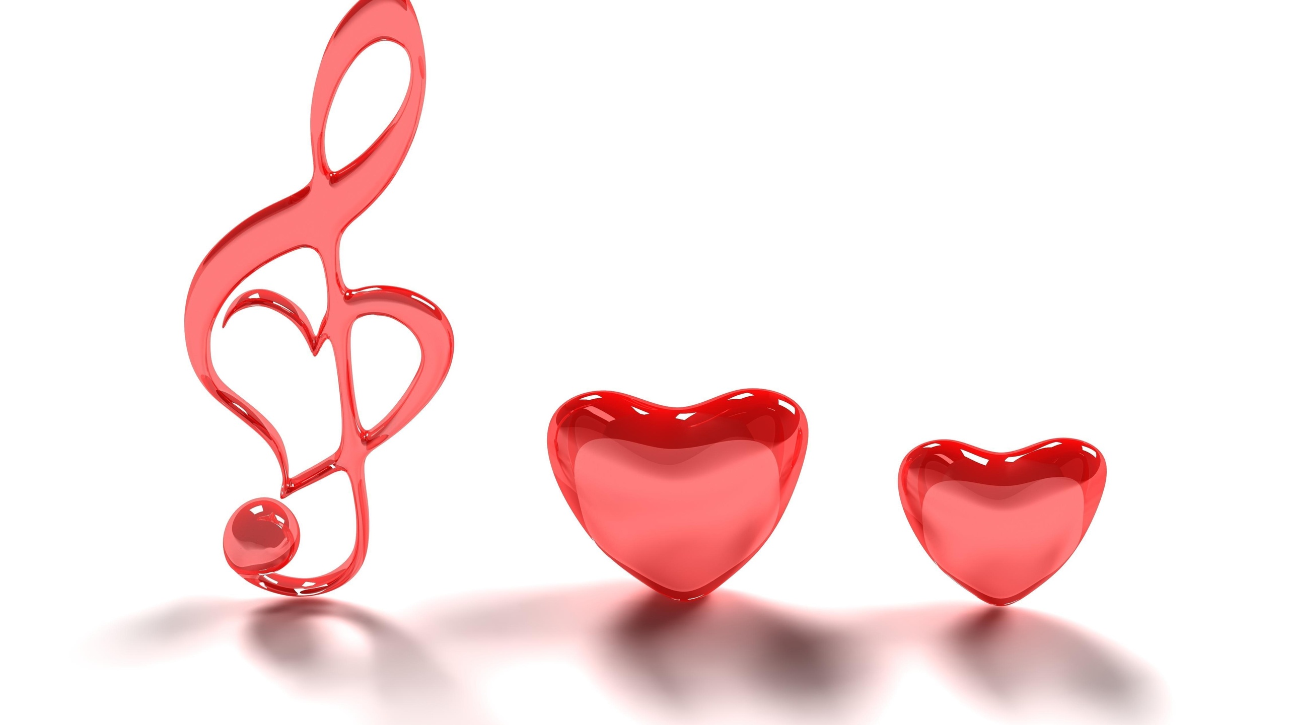 2560x1440 Minimalism, Hearts, Treble Clef, Music, Pink Wallpapers ...