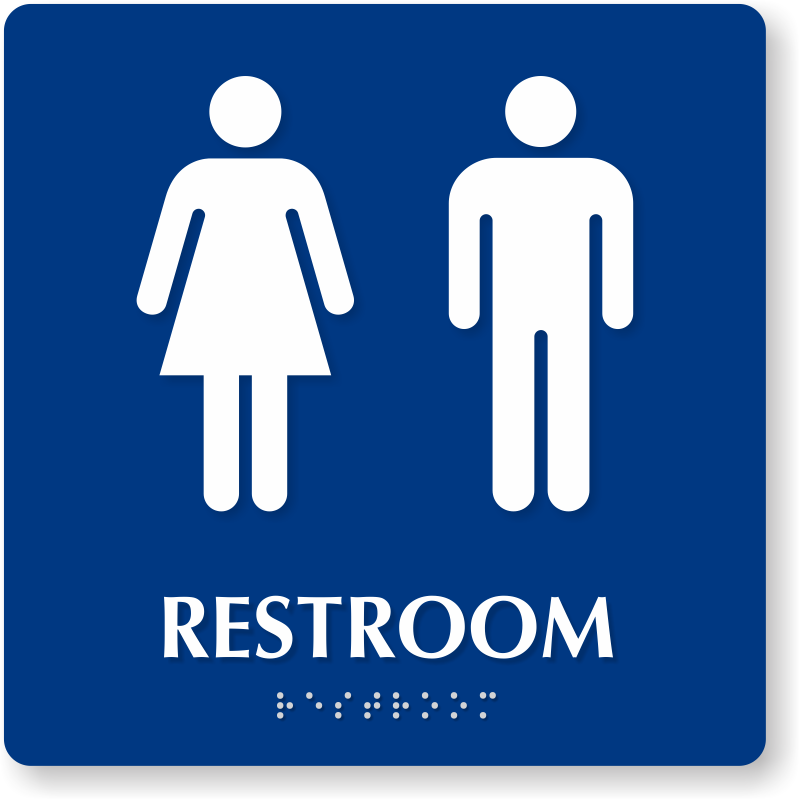 Men And Women Pictogram Braille Unisex Restroom Sign, SKU - SE-5779