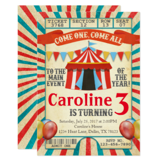 Circus Birthday Invitations & Announcements | Zazzle