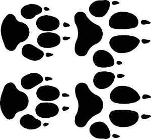 wolf track / footprint sticker / animal paw print decal - set of 4 ...