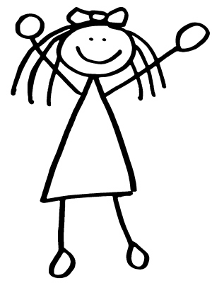 Stick people girls clipart