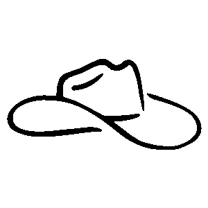 cowboy hat and boots and rope drawing