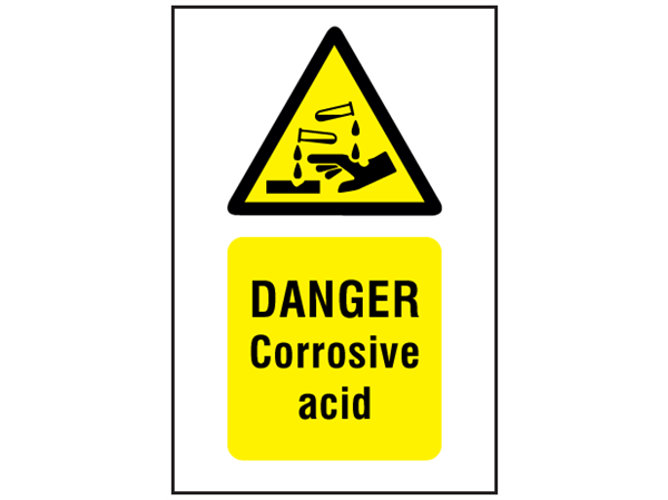 Danger corrosive acid symbol and text safety sign. | WS1680 ...