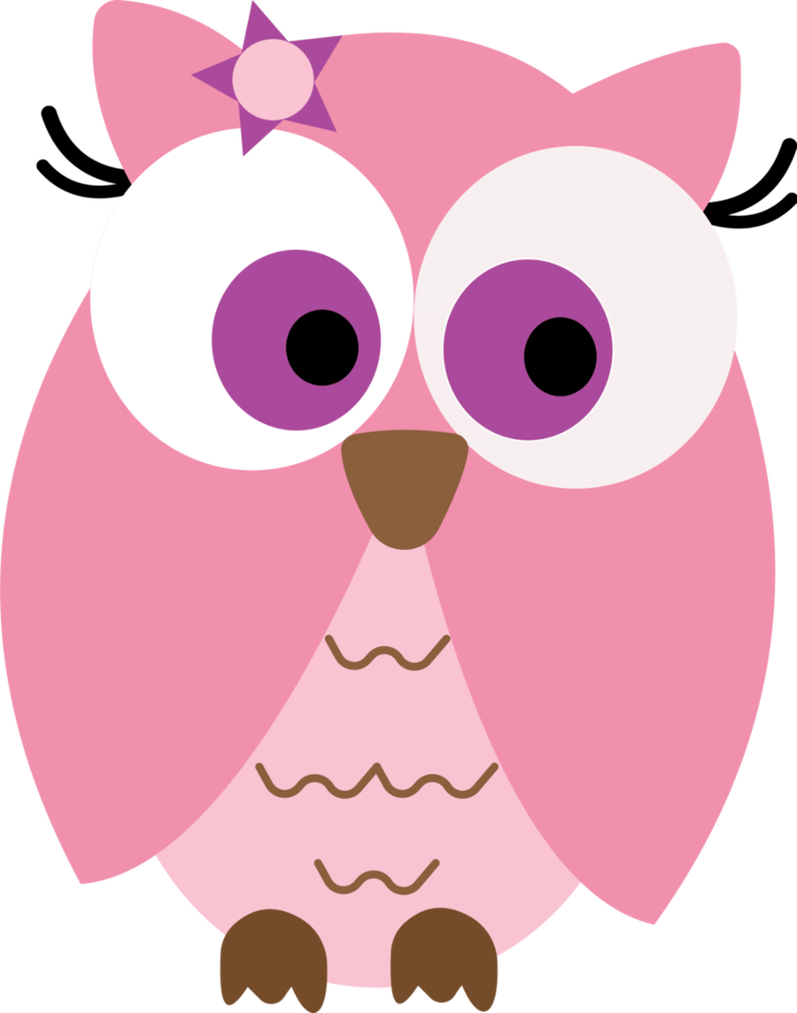 Owls Pink With Bows Clipart