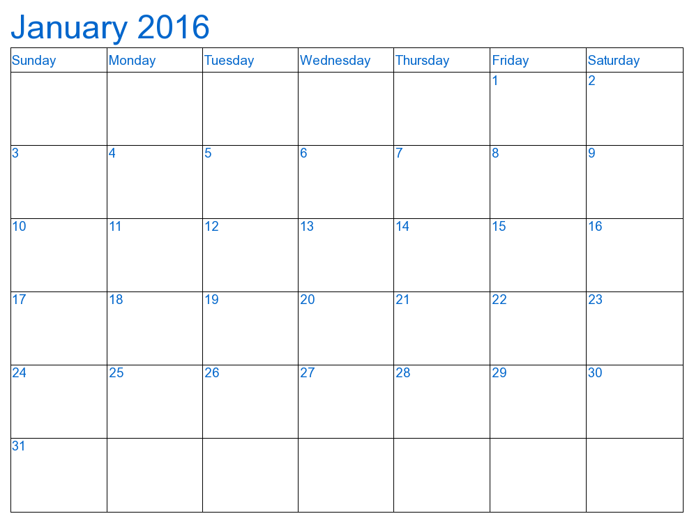 9 Best Images of 2016 Calendar January Printable - Free Printable ...