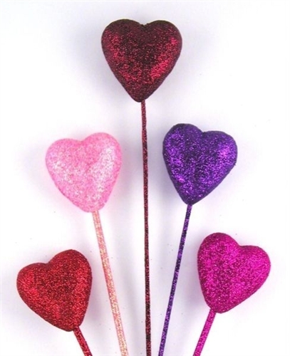 Glitter Heart Pick 40mm