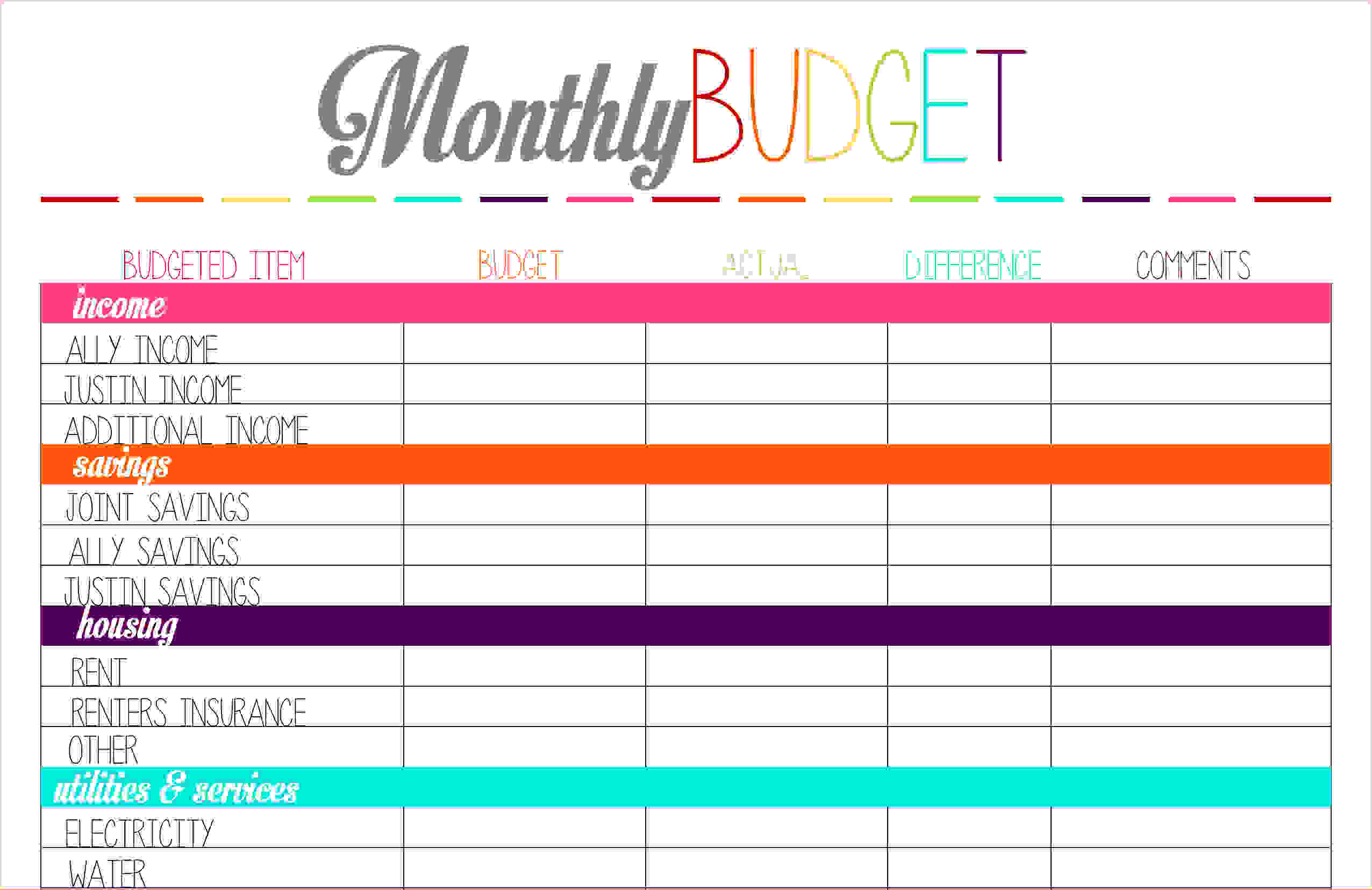 6+ printable budget sheets | Procedure Template Sample