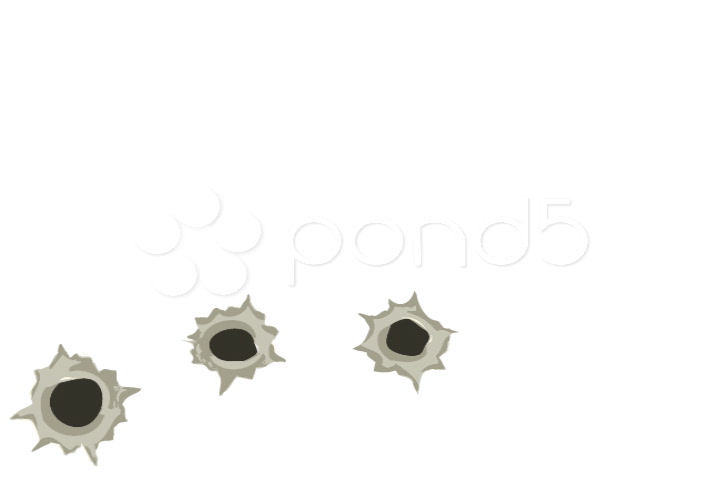 Bullet holes on transparent background - digital animation ...