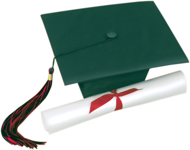 Green cap and gown clipart