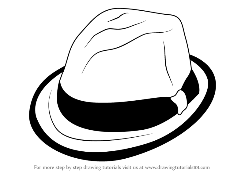 Learn How to Draw a Hat with Ribbon (Hats) Step by Step : Drawing