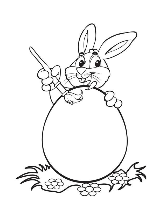 easter bunny painting eggs printable coloring pages