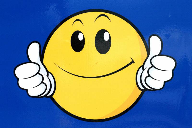 Thumbs Up Smiley Face With Black And White Clipart