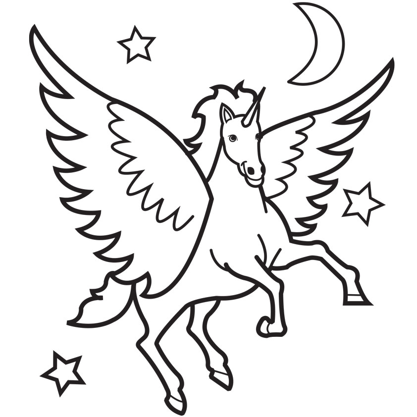 Unique Flying Unicorn Coloring Pages For KIDS #1719 - Silvana ...