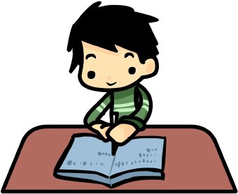 Boy writing a book clipart