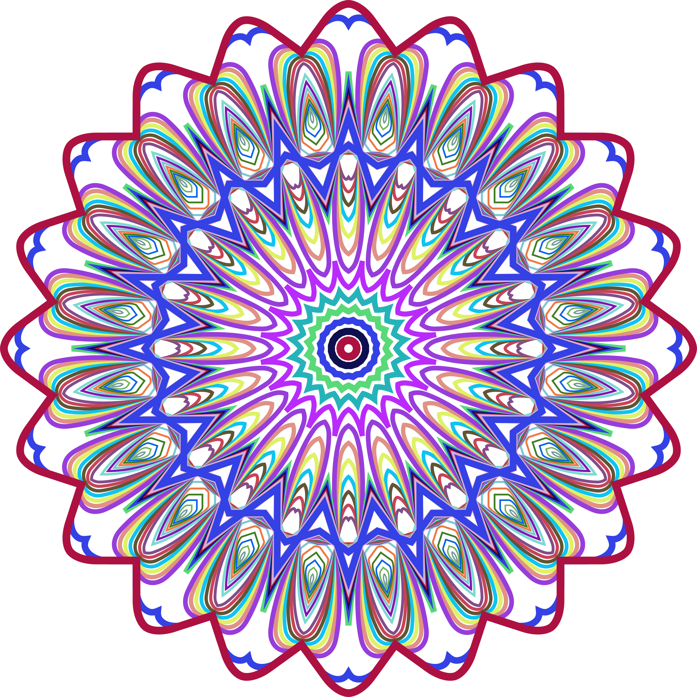 Clipart - Prismatic Mandala Line Art Design 4 No Background
