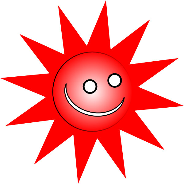 Smiley Red Sun Clip Art - vector clip art online ...