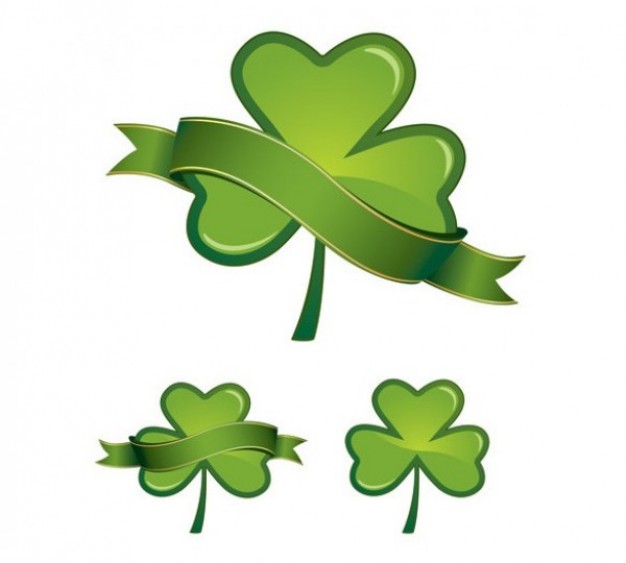 Green glossy shamrock banners set | Download free Vector