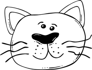 Free black and white cat head outline clipart