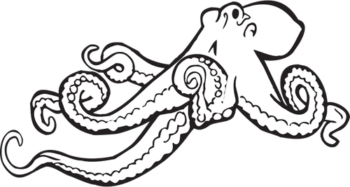 Coloring book octopus vector image | Public domain vectors