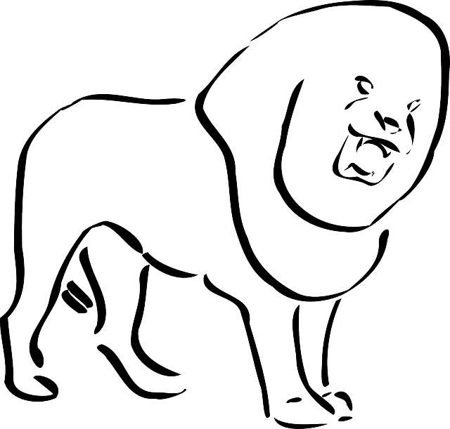 SIMPLE, OUTLINE, KING, LION, ART, TAIL, MANE - Public Domain ...