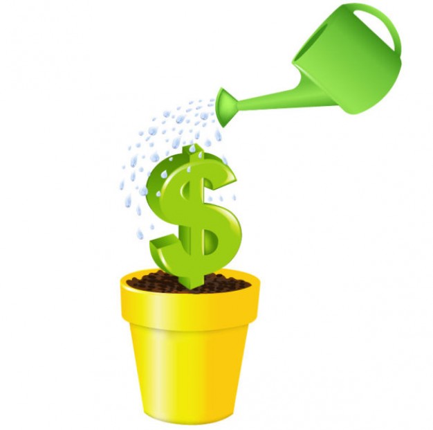 dollar sign like a potted plant watered | Download free Vector