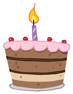 Free Birthday Cake Clip Art Image - Birthday Cake with One Candle