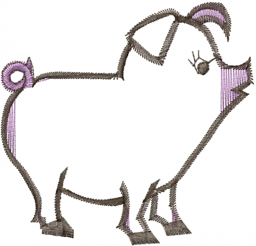 Animals(ATG Freedesigns) Embroidery Design: Pig Outline from Anns Club