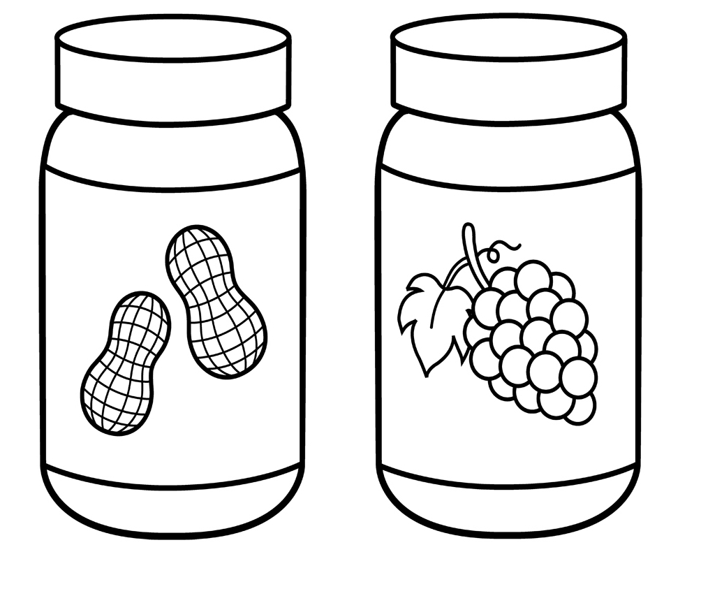 Peanut butter and jelly coloring pages