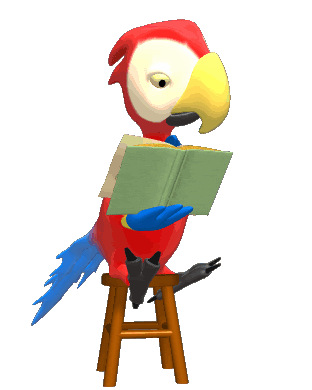 3d cartoon gif | Parrot reading | GIFS Animated | Pinterest