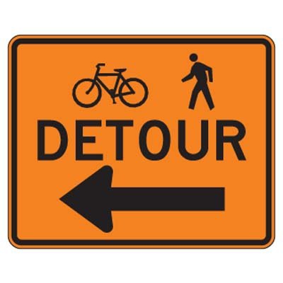 Bicycle & Ped Detour signs from Labelmaster