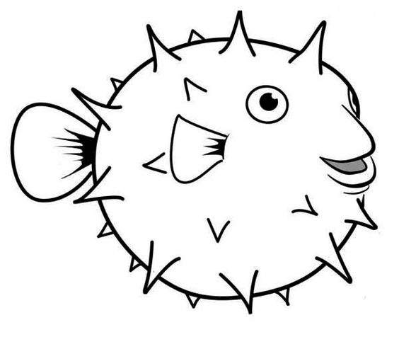 Puffer fish clipart black and white