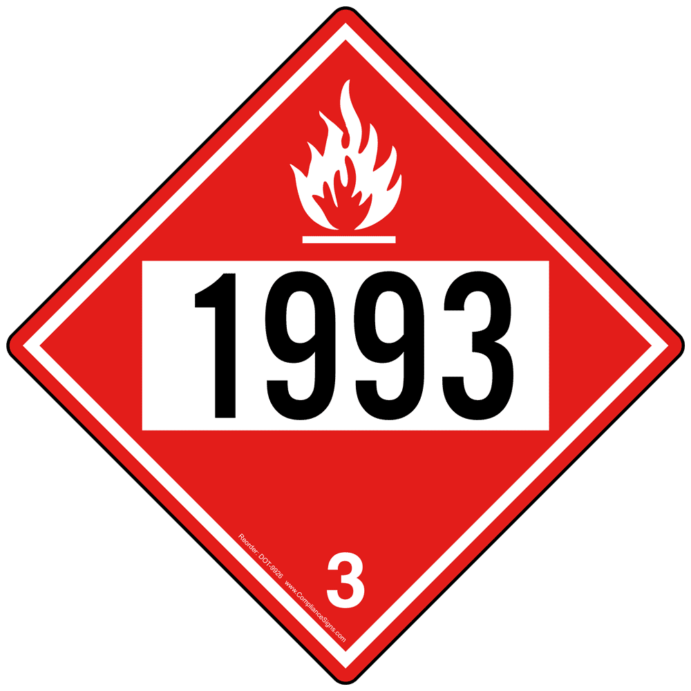 DOT Flammable 3 1993 Sign DOT-9926 Hazardous Loads