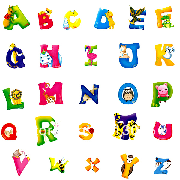 Aliexpress.com : Buy Cartoon Animal Alphabets Letters Wall Sticker ...