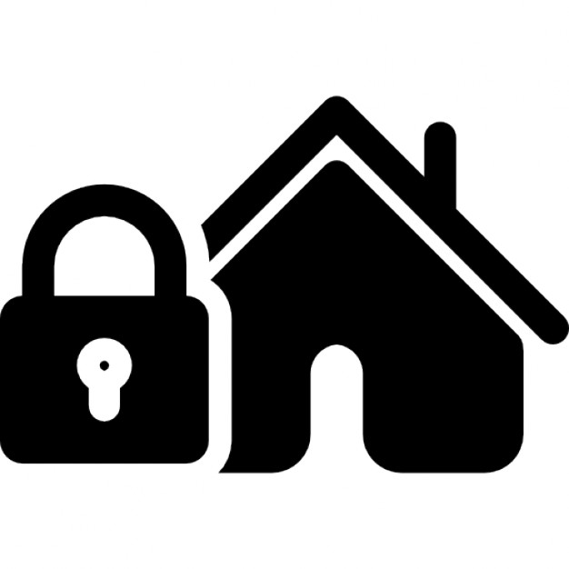 Home pictogram with locked padlock Icons | Free Download