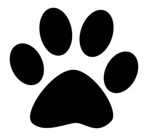 Black and white paw print clipart