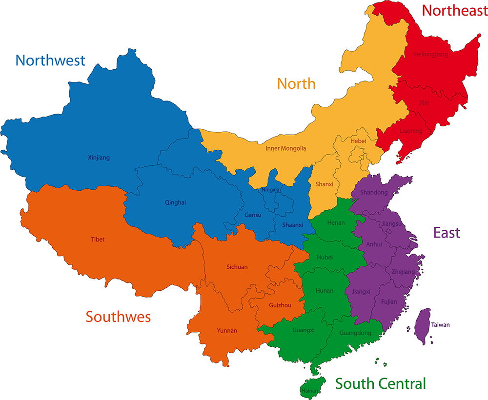 China Map with cities - blank outline map of China-