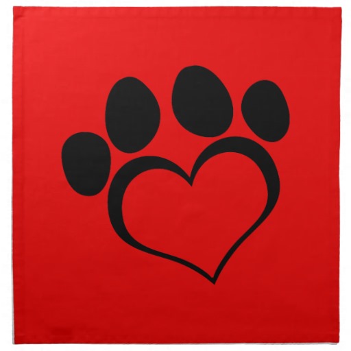 Red and Black Heart Paw Napkin from Zazzle.