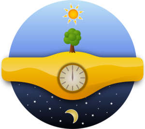 Night Sky Moon Stars Clock Tree - vector Clip Art