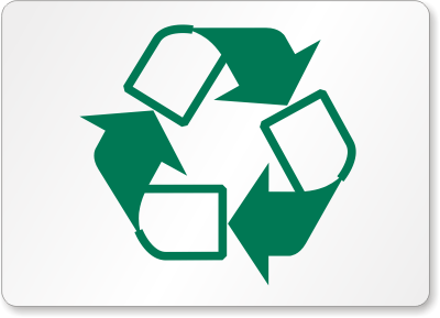 Recyclable Symbol Signs, Recycling Signs Labels, SKU: S-