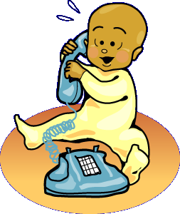 Baby on Phone | Baby Clip Art on Blue backdrop - Christart.