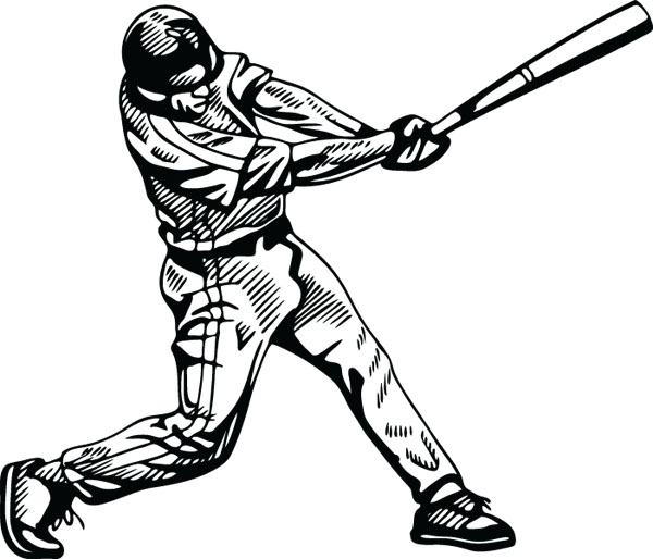 Baseball Player Hitting Ball Bat Graphic For Custom Gifts