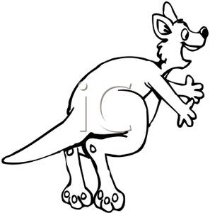 Black and White Kangaroo Clipart Image