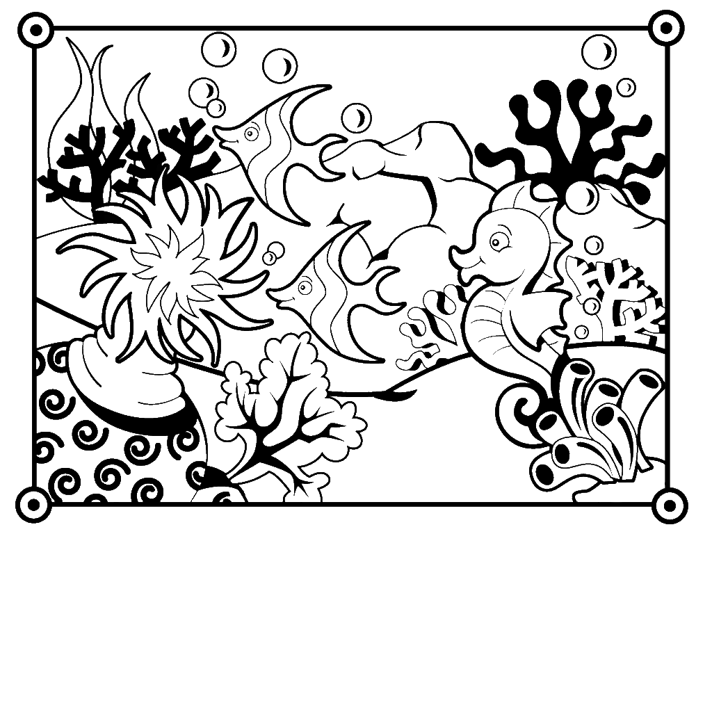 fish seahorse coloring page familyigloo | yooall.