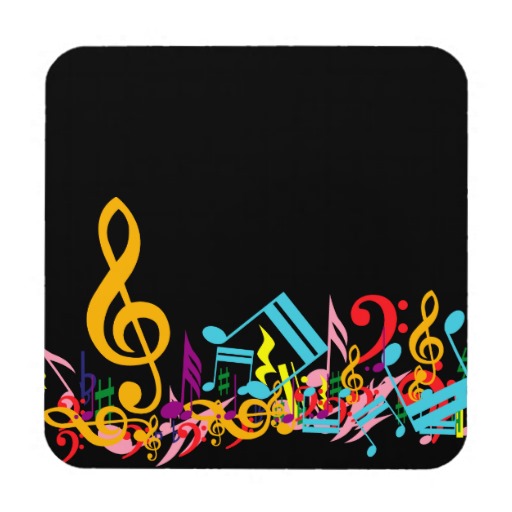 Notas musicales coloridas posavasos de bebida de Zazzle.