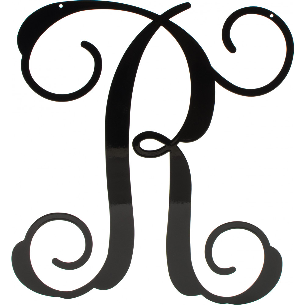 12.5" Black Vine Script Metal Letter: R [1954] - CraftOutlet.com