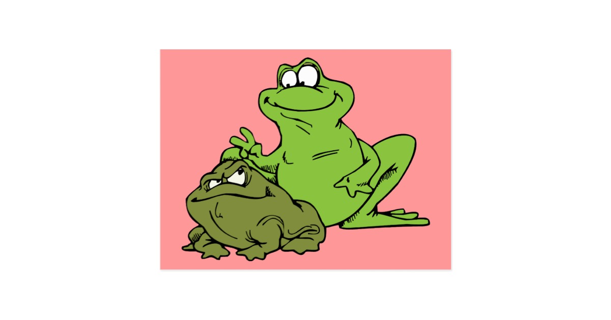 Frog ~ Frogs Toad Toads Cartoon Amphibian Postcard | Zazzle