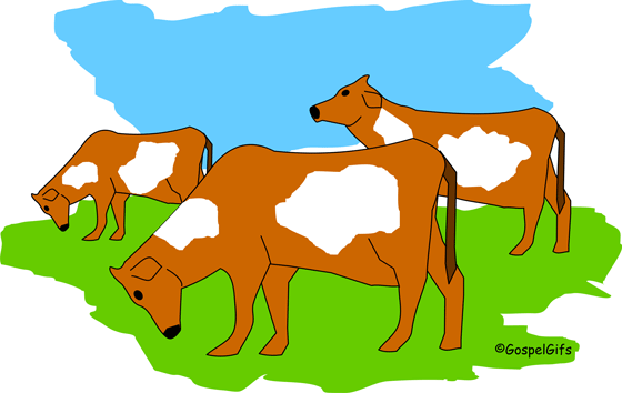 Original Free Christian Clip Art: Grazing Cattle